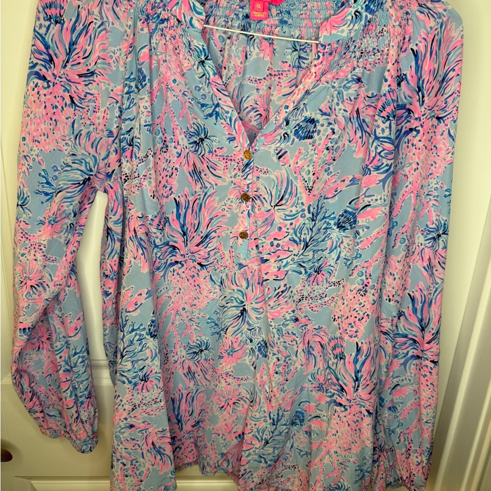 Lilly Pulitzer Pink and Blue Floral Blouse